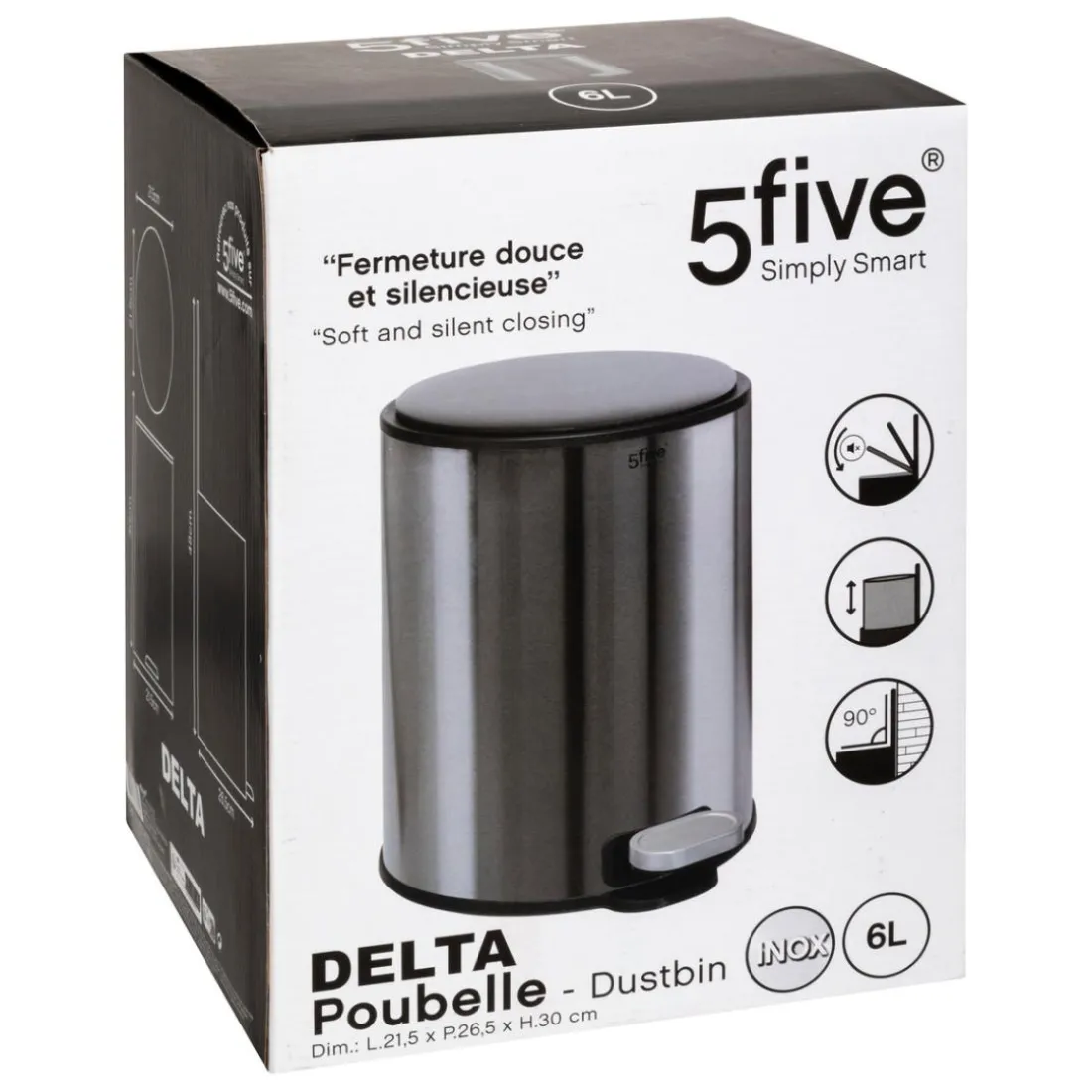 Poubelle métal et inox noir Delta