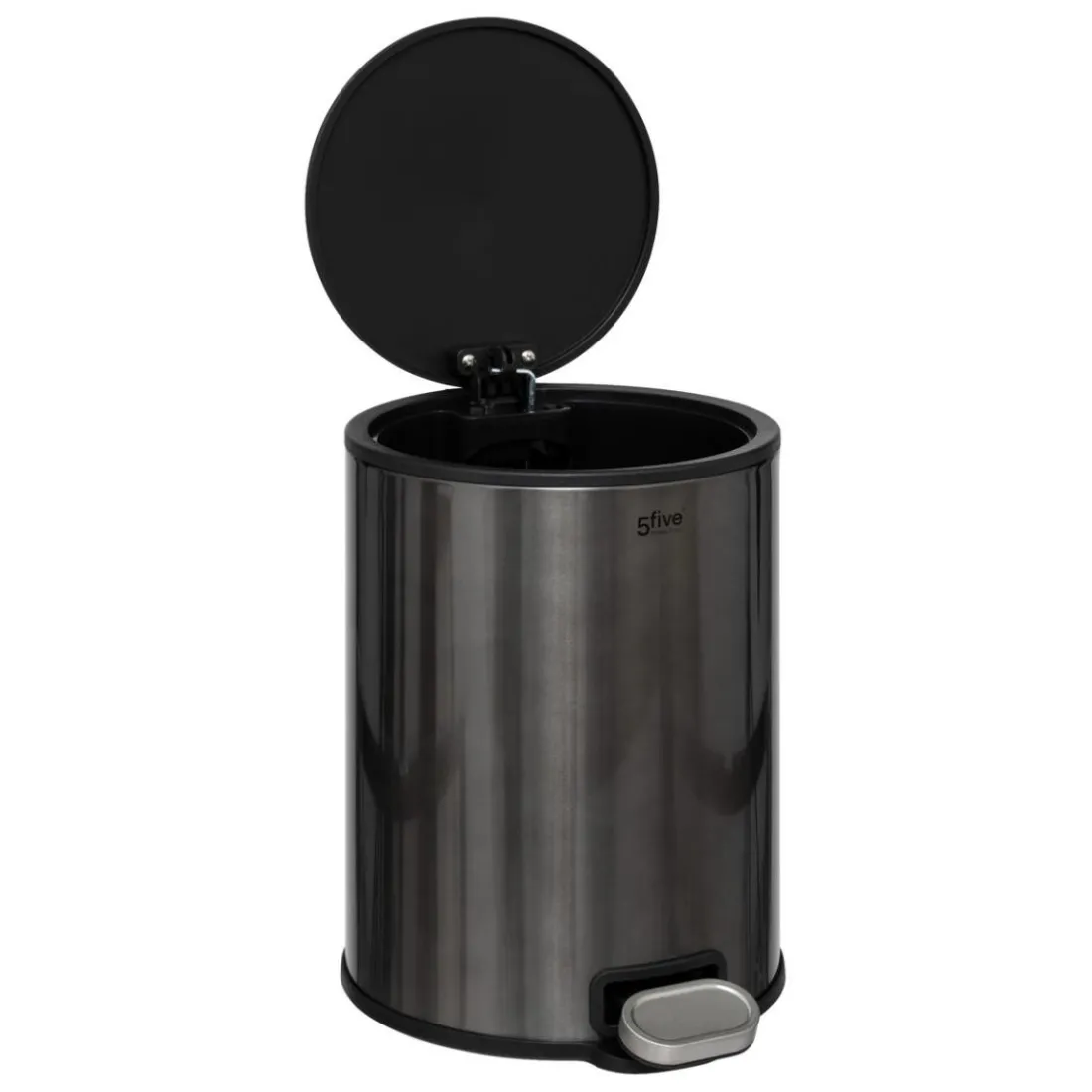 Poubelle métal et inox noir Delta