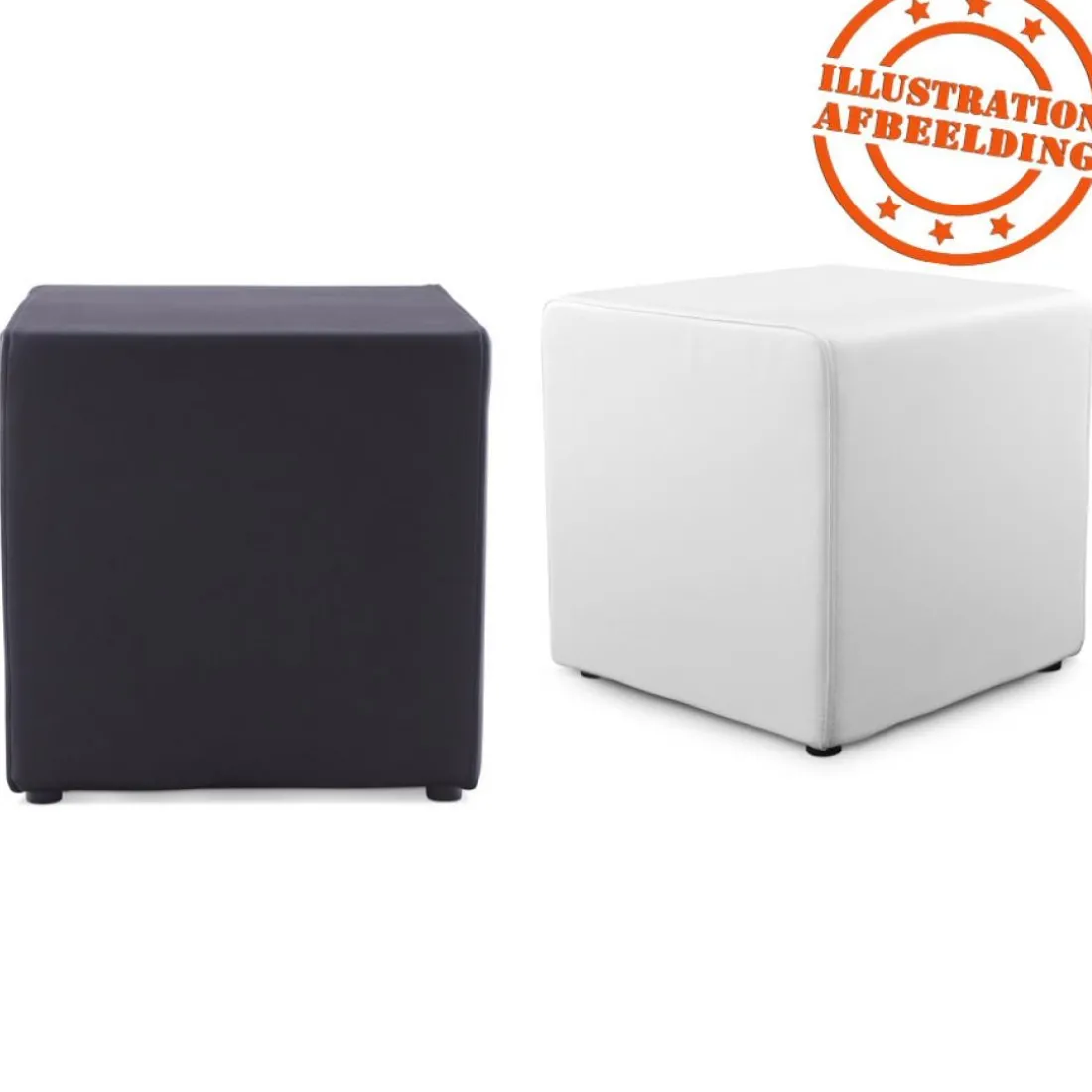 Pouf 'CUBE' de salon en matière synthétique noire