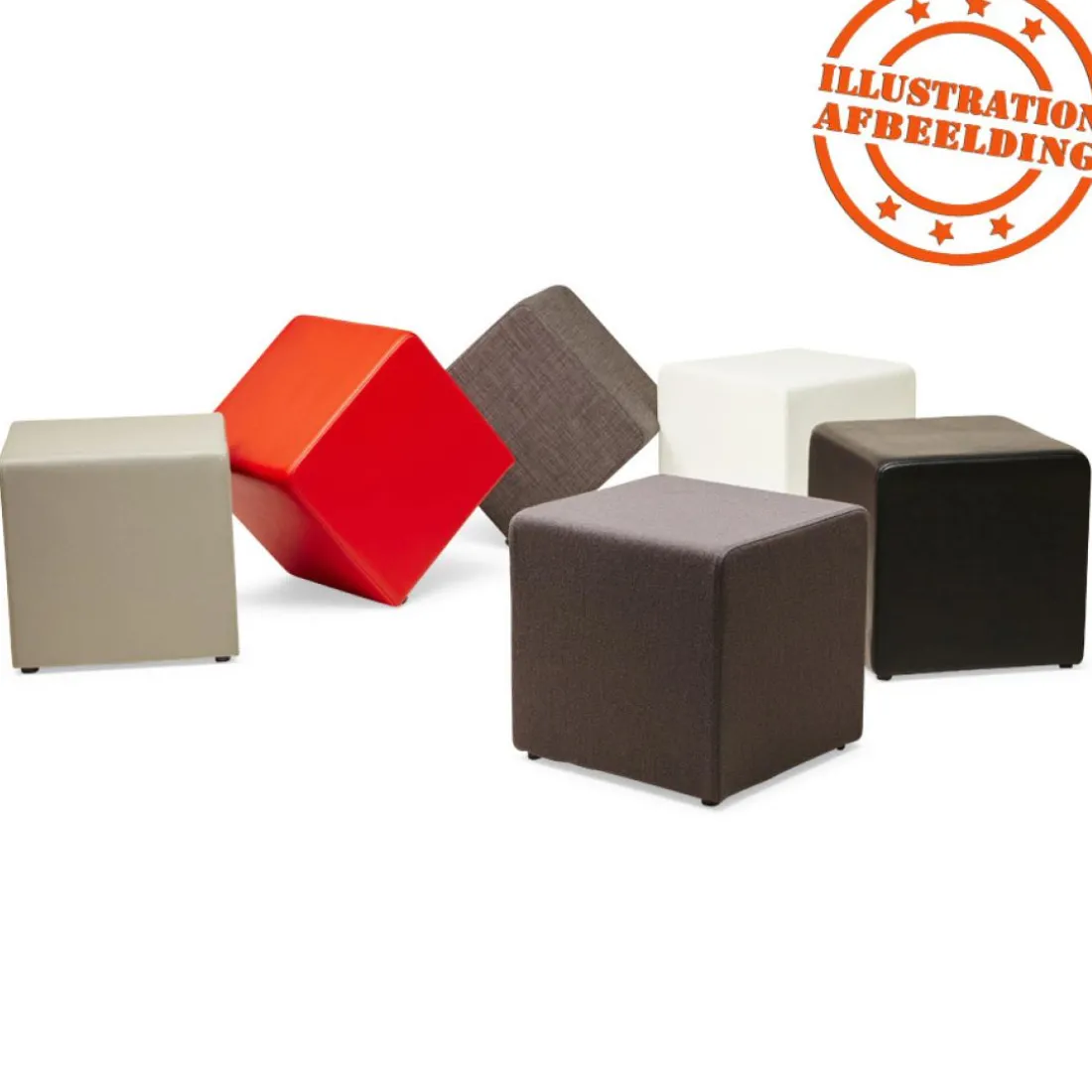 Pouf 'CUBE' de salon en matière synthétique noire