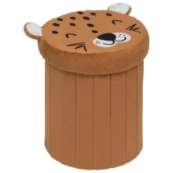 Pouf-coffre enfant léopard pliant