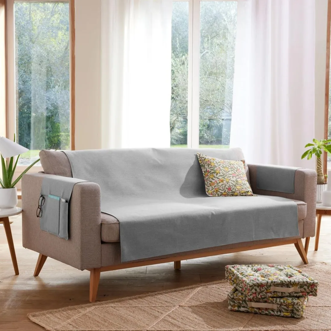Protège canapé ECOGREEN 110x140 gris moyen