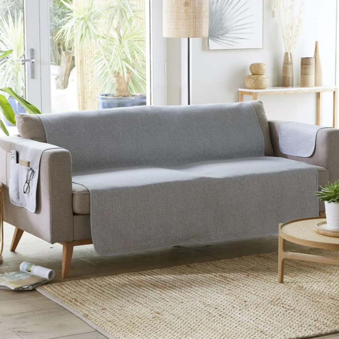 Protège fauteuil BOSQUE 55x200 gris perle