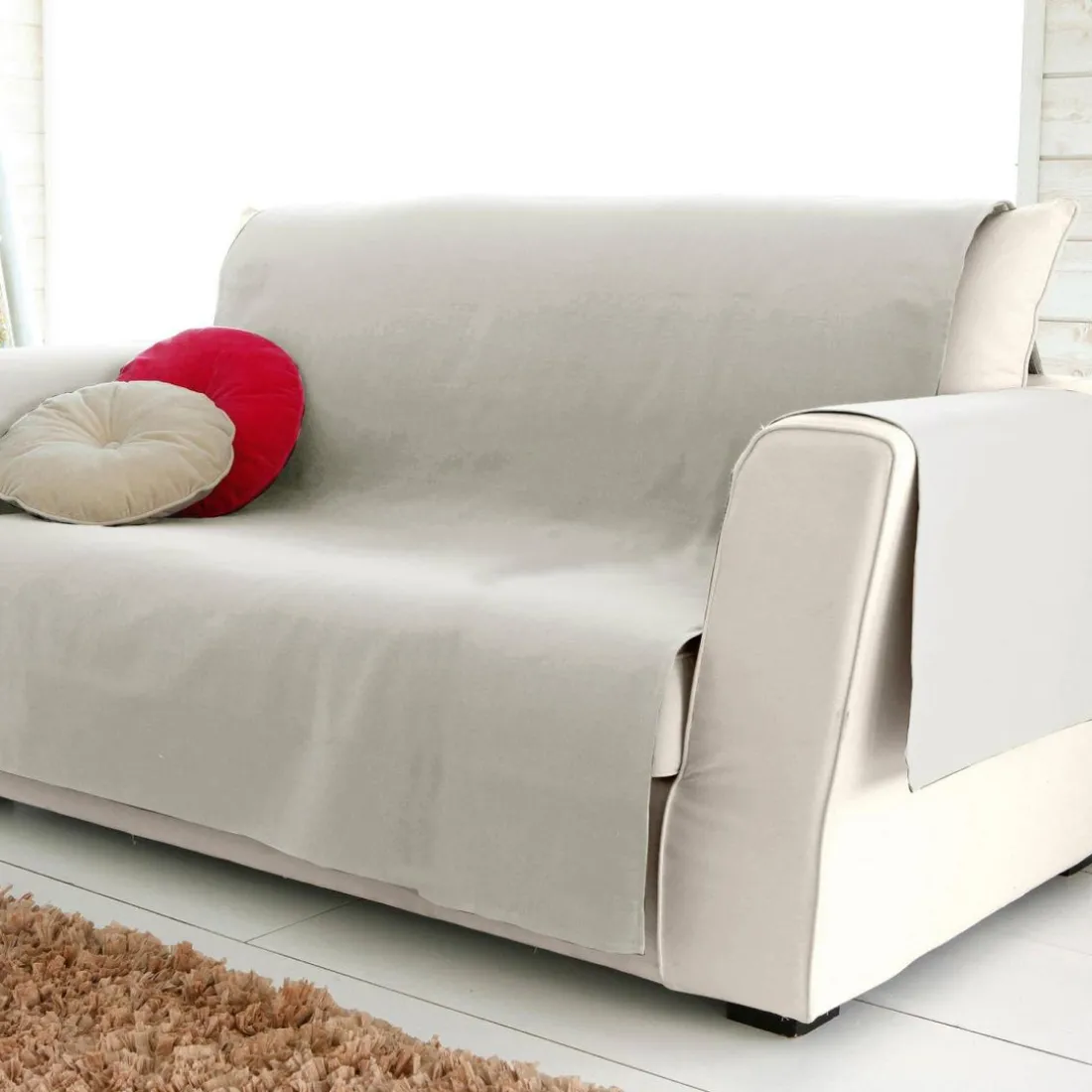 Protège fauteuil en coton LONASOFT - gris perle