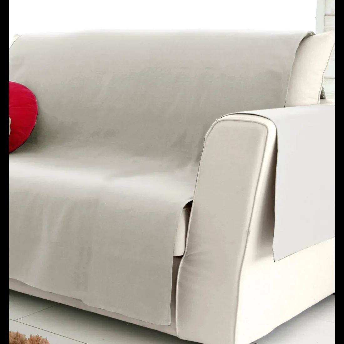 Protège fauteuil en coton LONASOFT - gris perle