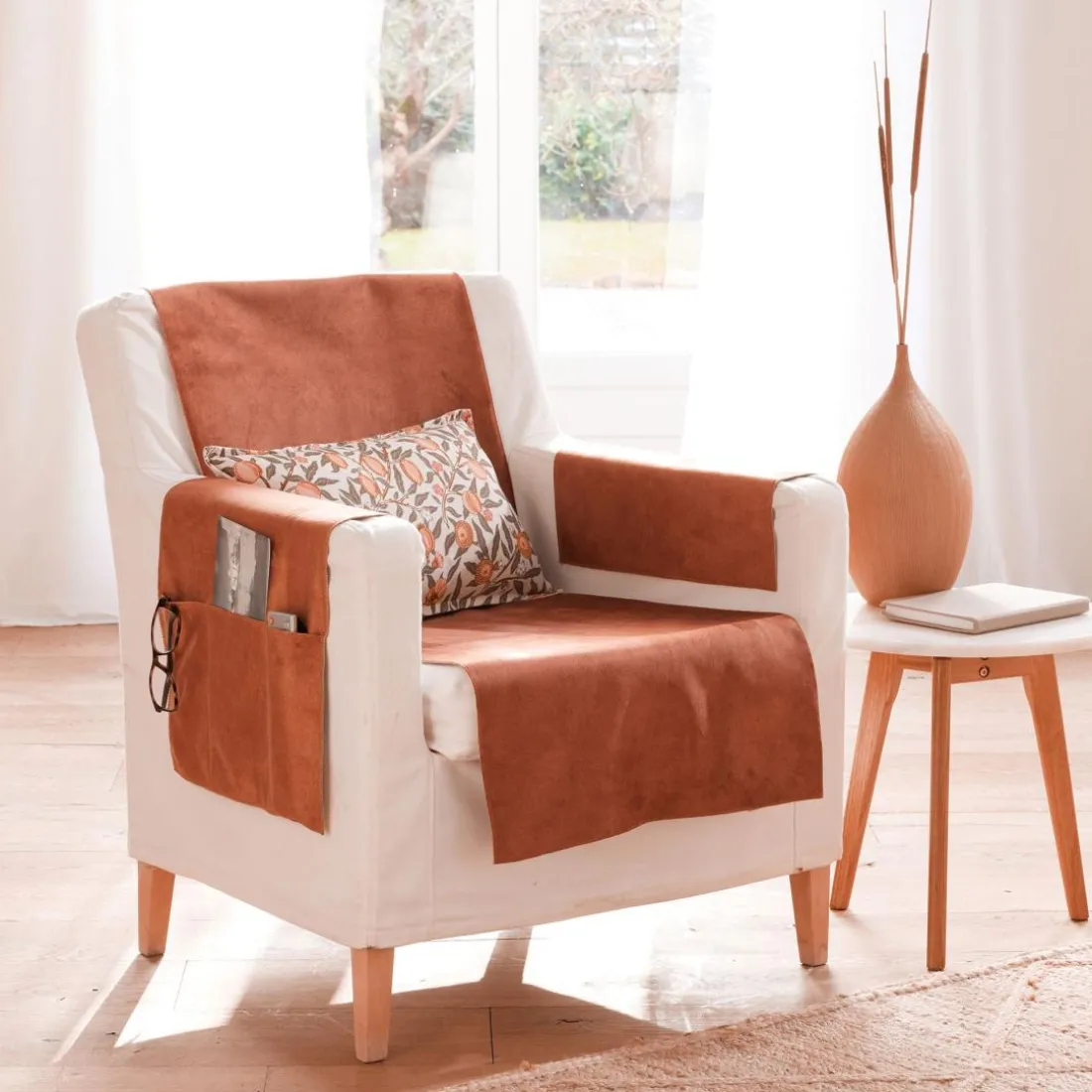 Protège fauteuil 60x140 WHISPER-orange rouille