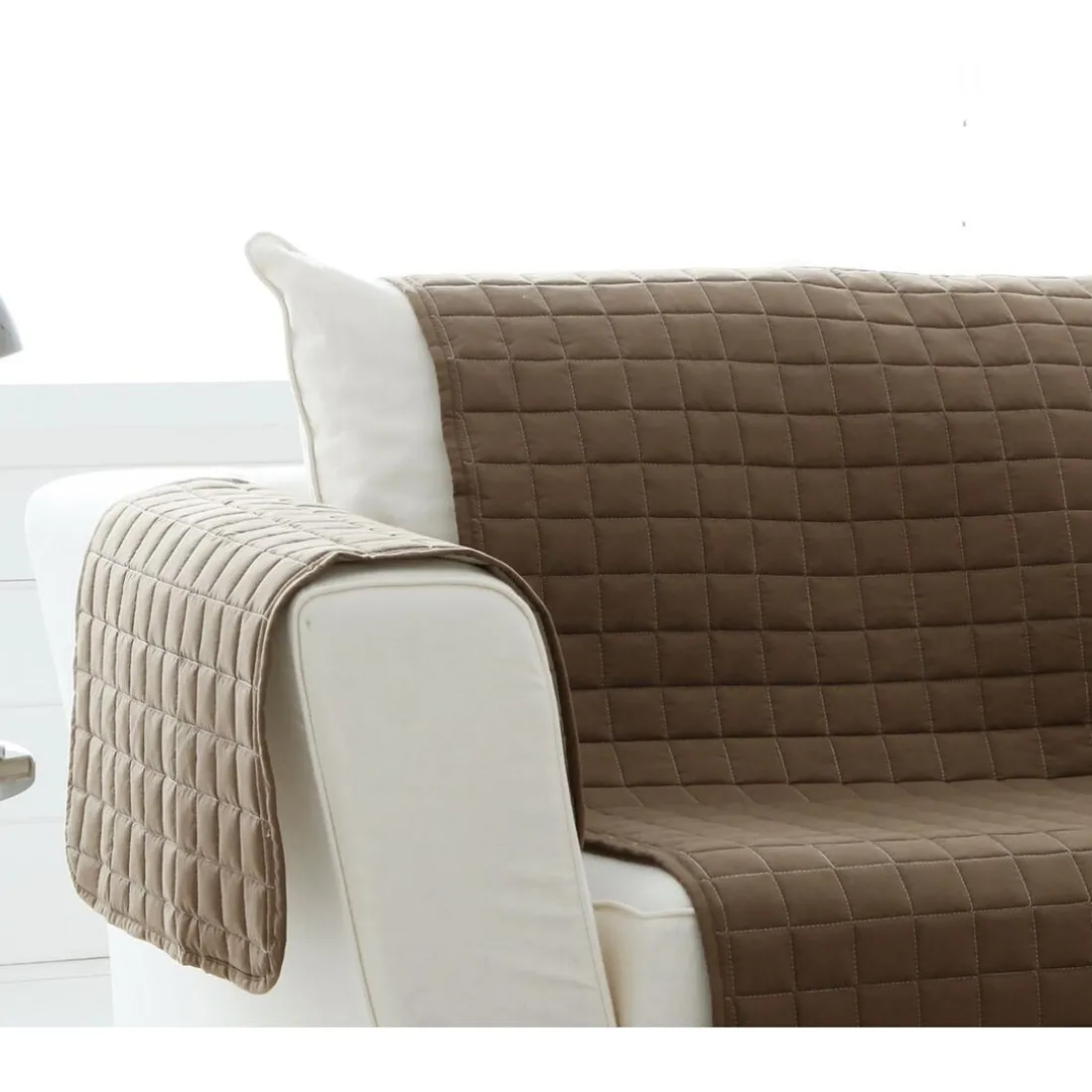 Protège-fauteuil matelassé - marron taupe