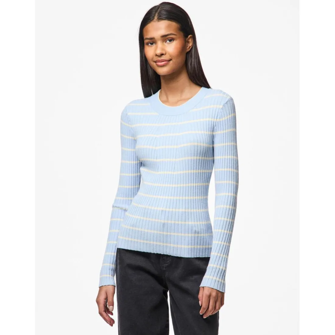 Pull à maille en viscose Crista bleu ciel Fleur