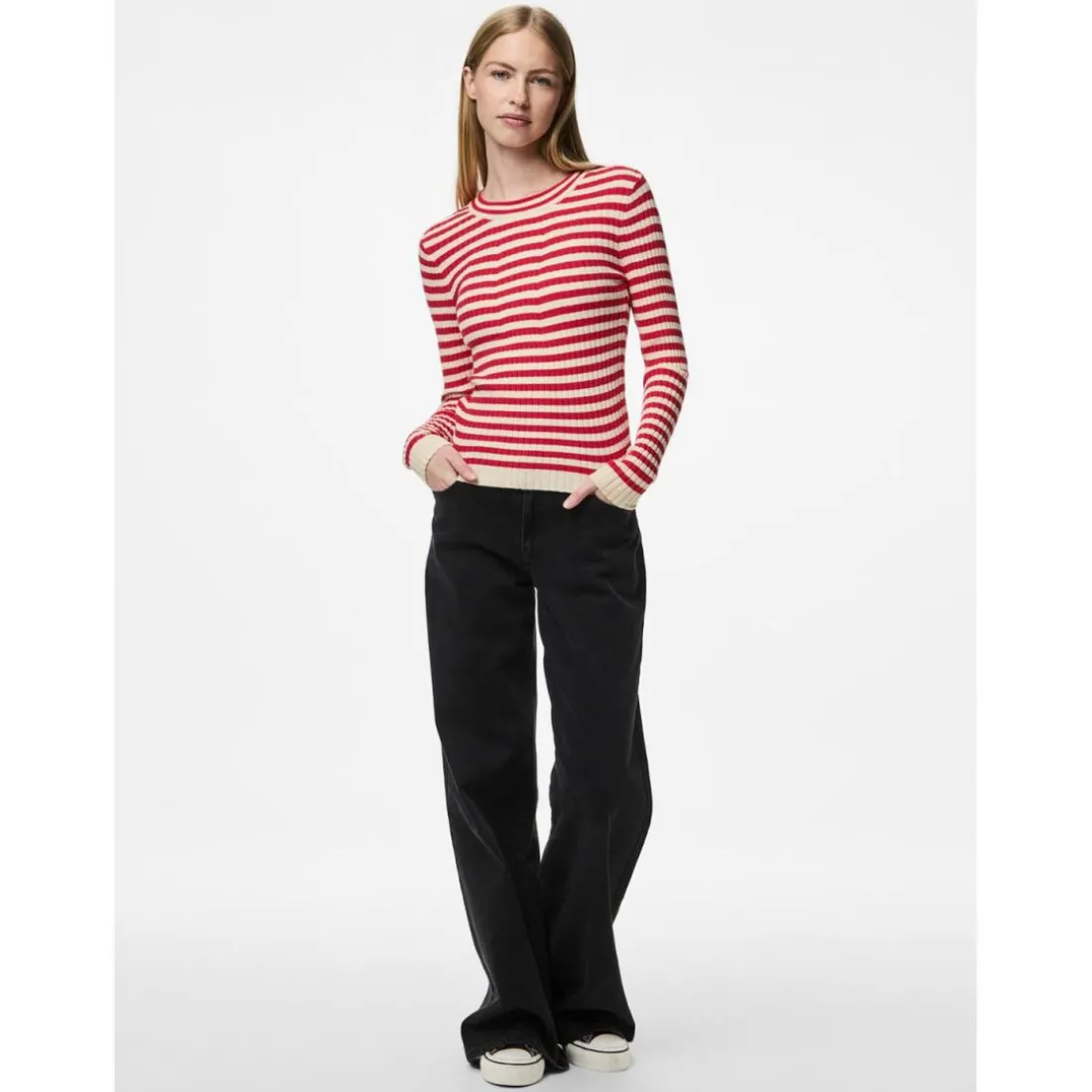 Pull à maille en viscose Crista rayures rose Anya