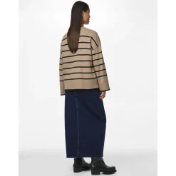 Pull à maille en viscose Mathilde rayures gris Ria