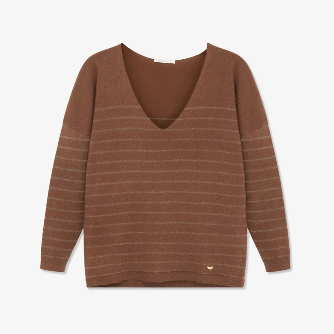 Pull chocolat à rayures marron
