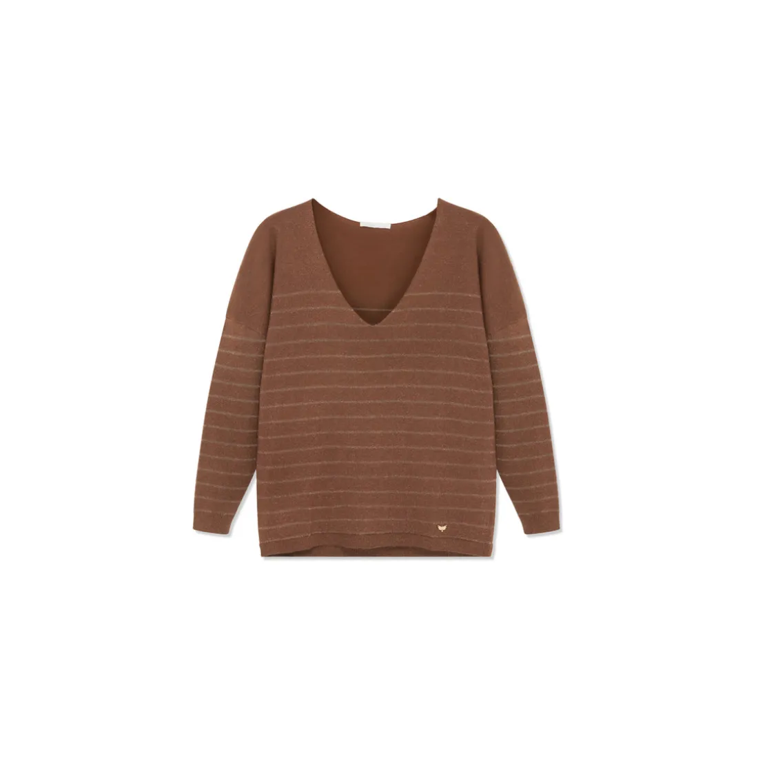 Pull chocolat à rayures marron