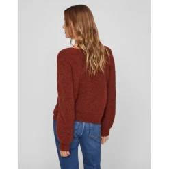 Pull col en v marron foncé