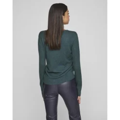 Pull col en v épaules tombantes turquoise Meg