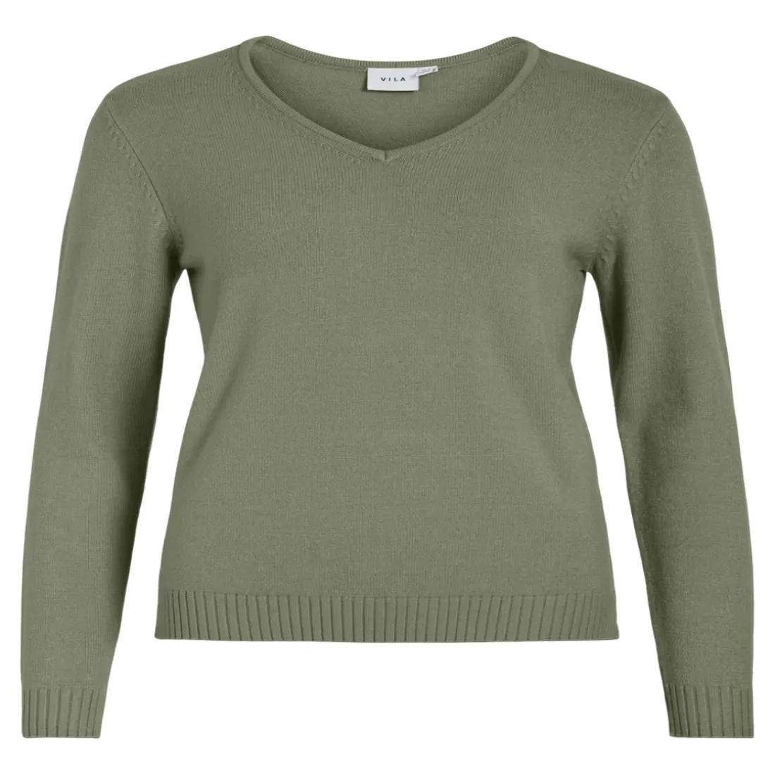 Pull col en v épaules tombantes vert Eve