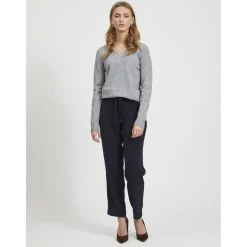 Pull col en v épaules tombantes gris Iris