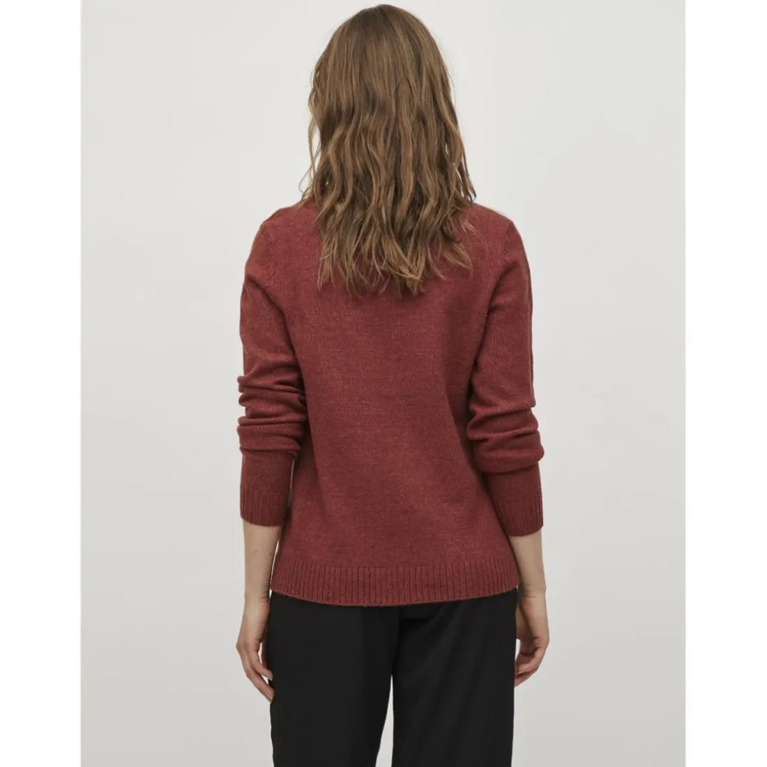 Pull col en v épaules tombantes marron Léna