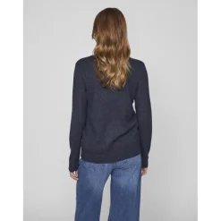 Pull col en v épaules tombantes bleu Maud