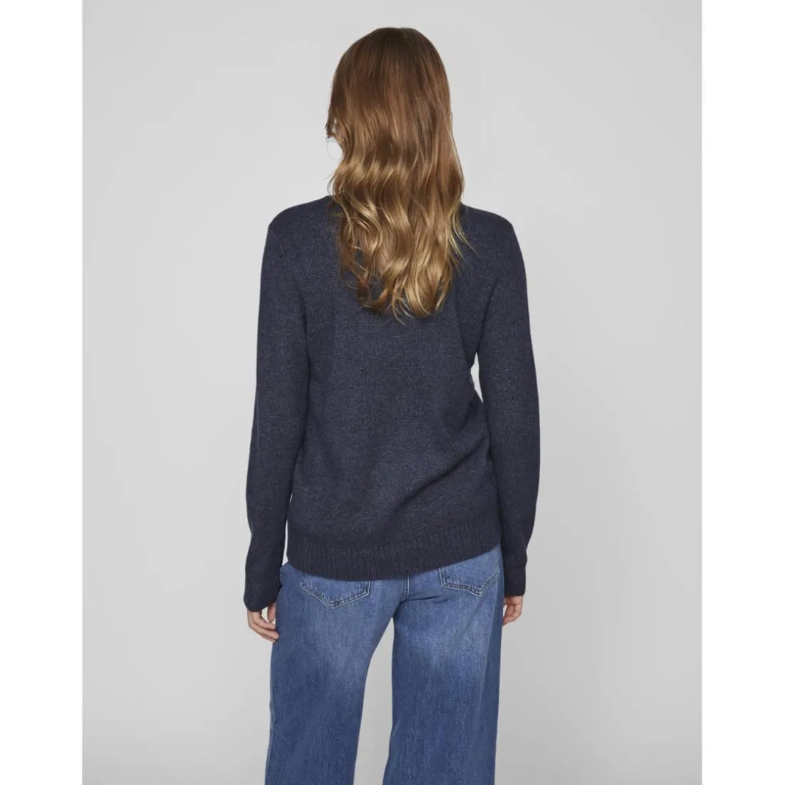 Pull col en v épaules tombantes bleu Maud