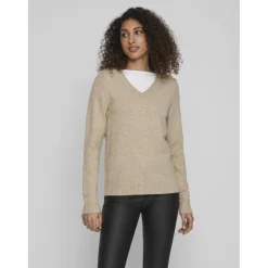 Pull col en v épaules tombantes marron Vox