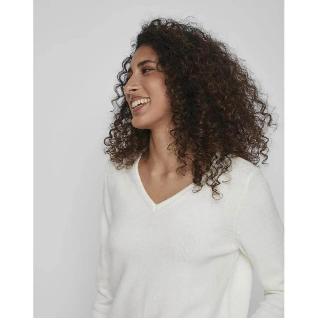 Pull col en v épaules tombantes blanc
