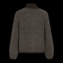 Pull col haut marron foncé