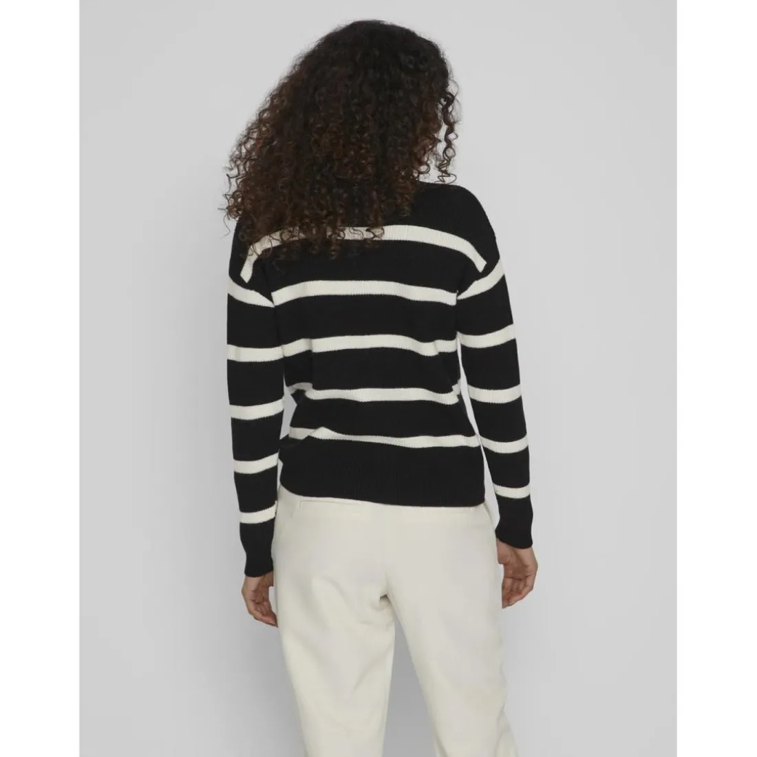 Pull col haut noir en viscose Emma