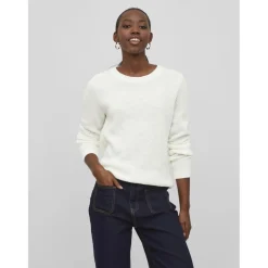 Pull col rond blanc en coton Sia