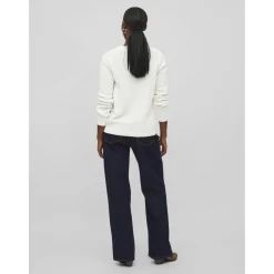 Pull col rond blanc en coton Sia