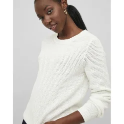 Pull col rond blanc en coton Sia