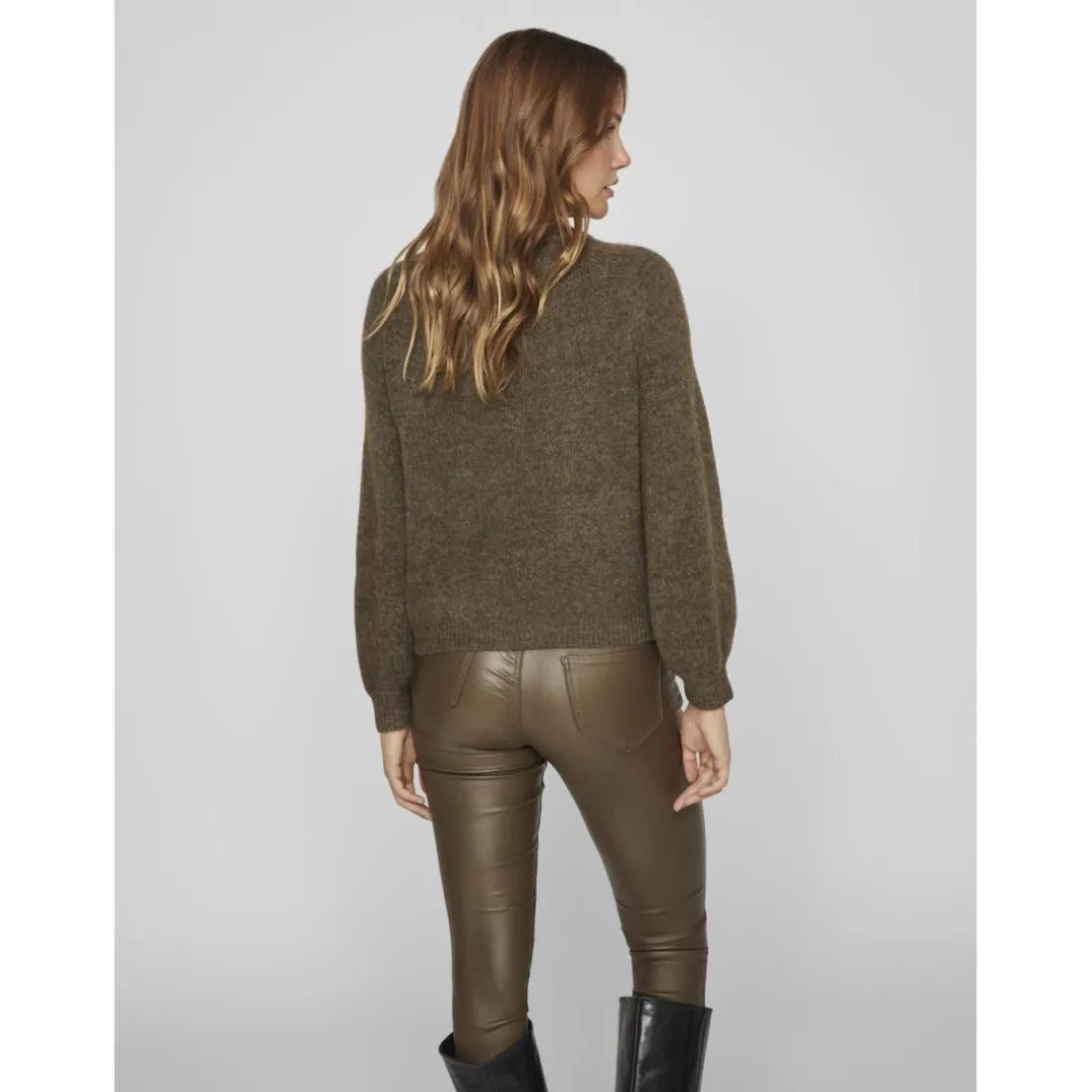 Pull col rond marron