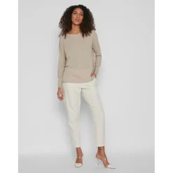 Pull col rond marron clair Alma