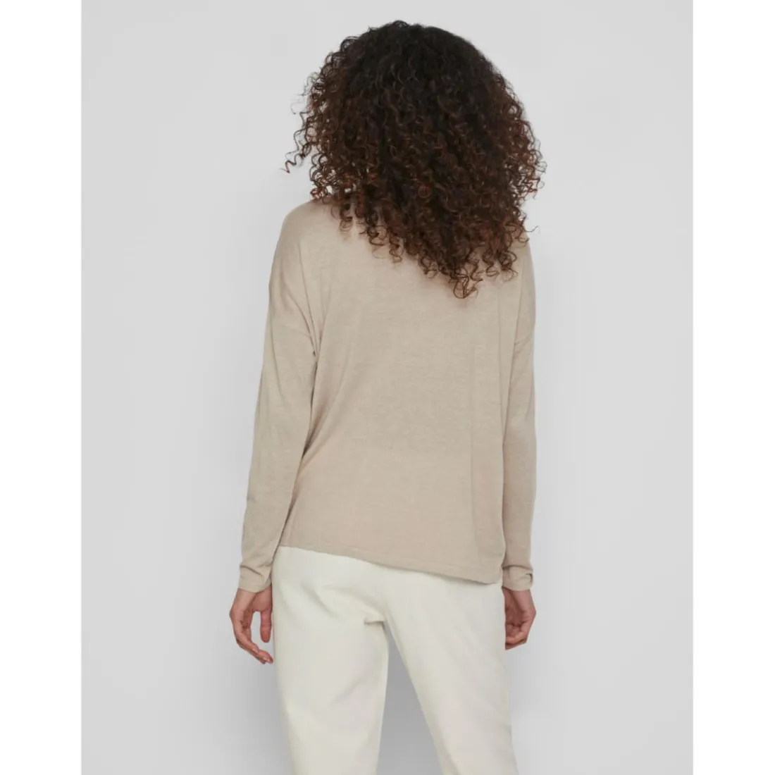 Pull col rond marron clair Alma