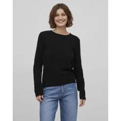 Pull col rond noir en coton