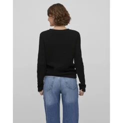 Pull col rond noir en coton