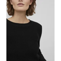 Pull col rond noir en coton