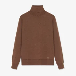 Pull col roulé chocolat marron caramel