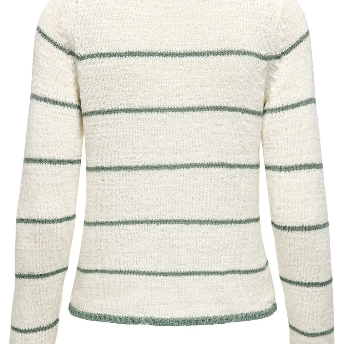 Pull Col V Geenas - Blanc cassé/ Vert Olive Tess