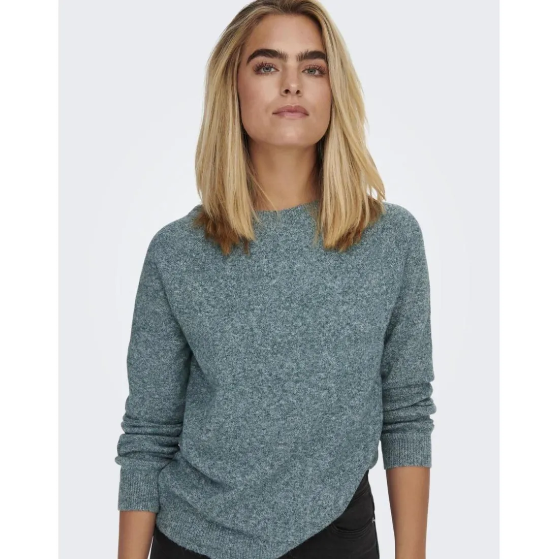 Pull en maille à manches longues bleu océan Bree