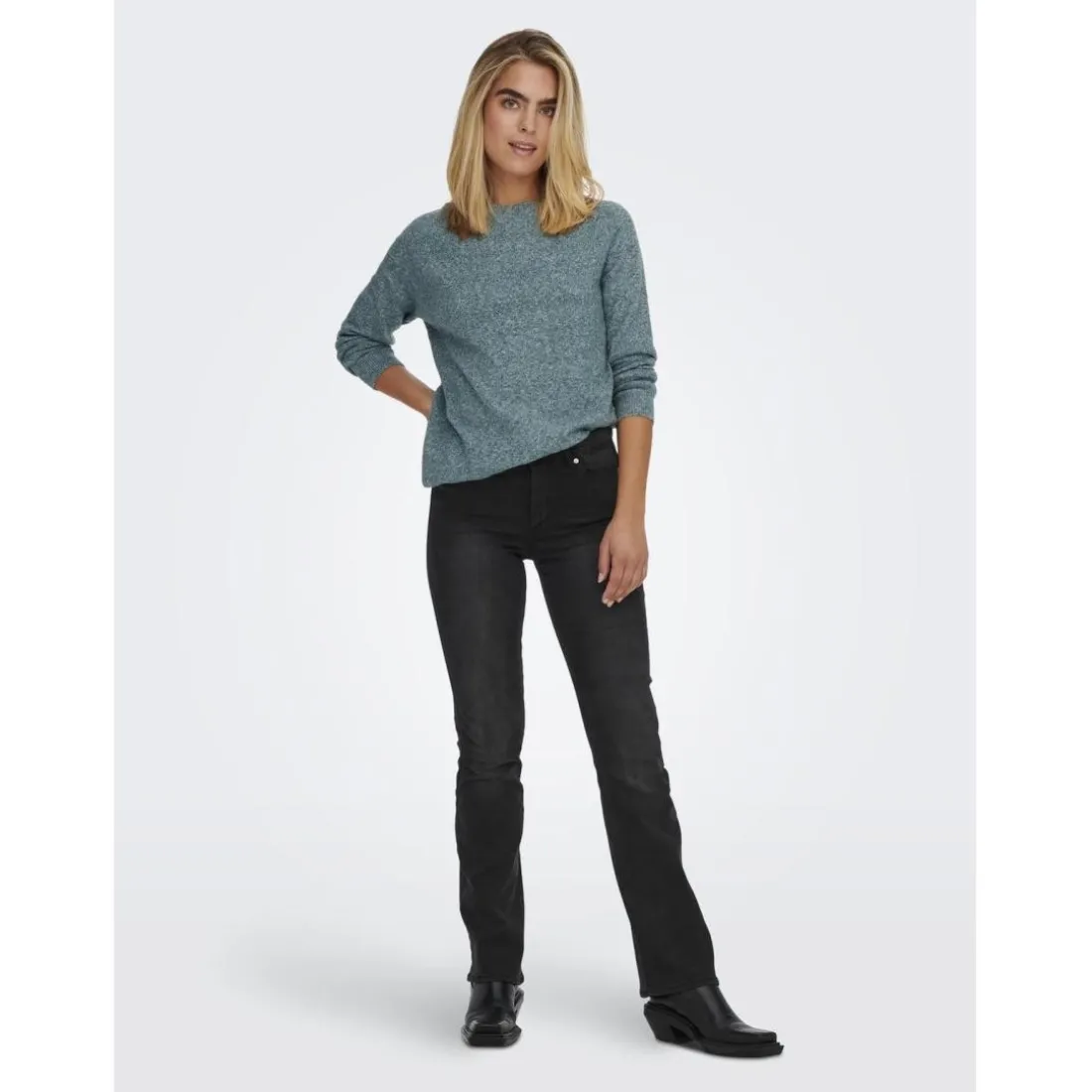 Pull en maille à manches longues bleu océan Bree