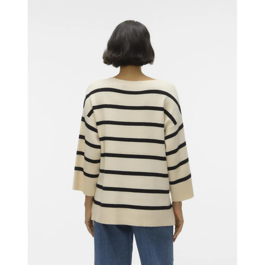 Pull en maille col en v gris clair