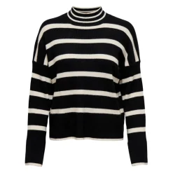Pull en maille col haut col haut noir Adele