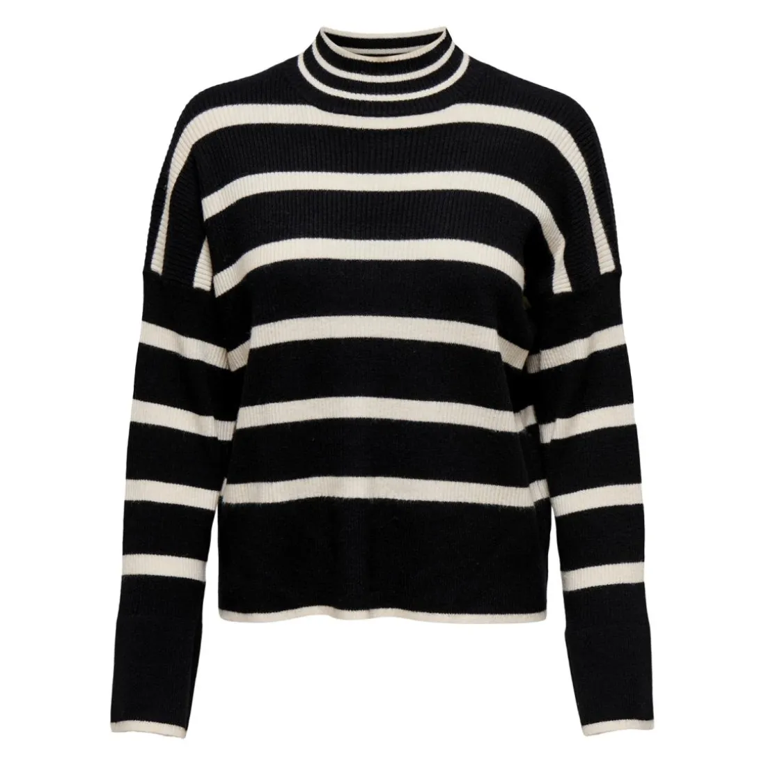 Pull en maille col haut col haut noir Adele