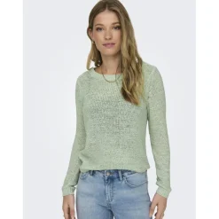 Pull en maille col rond col rond vert clair Ana