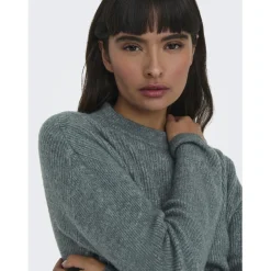 Pull en maille col rond col rond vert foncé Pia