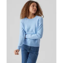 Pull en maille Col rond Manches longues bleu Liz
