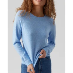 Pull en maille Col rond Manches longues bleu Liz