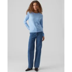 Pull en maille Col rond Manches longues bleu Liz