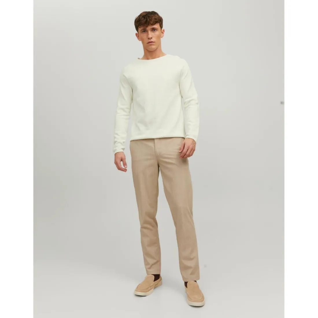 Pull en maille Col rond Manches longues Blanc Reed Oscar