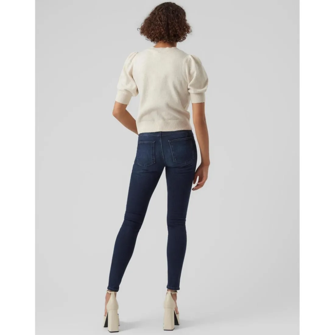 Pull en maille Col rond Manches 2/4 beige gris